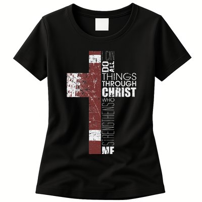 Christian Football Verse I Can Do All Things Through Christ Womens T-Shirt