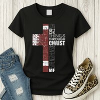Christian Football Verse I Can Do All Things Through Christ Womens T-Shirt