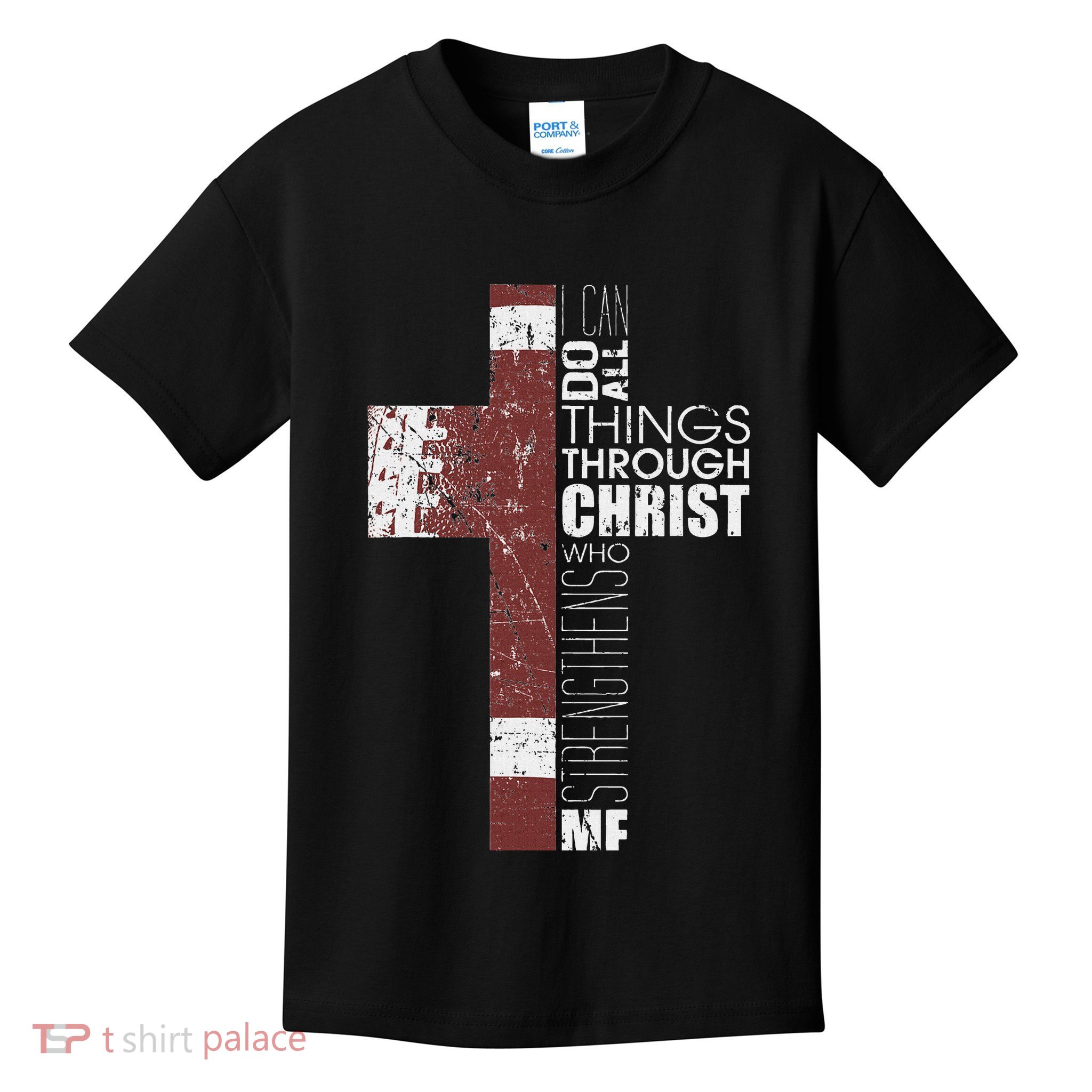 Christian Football Verse I Can Do All Things Through Christ Kids T-Shirt
