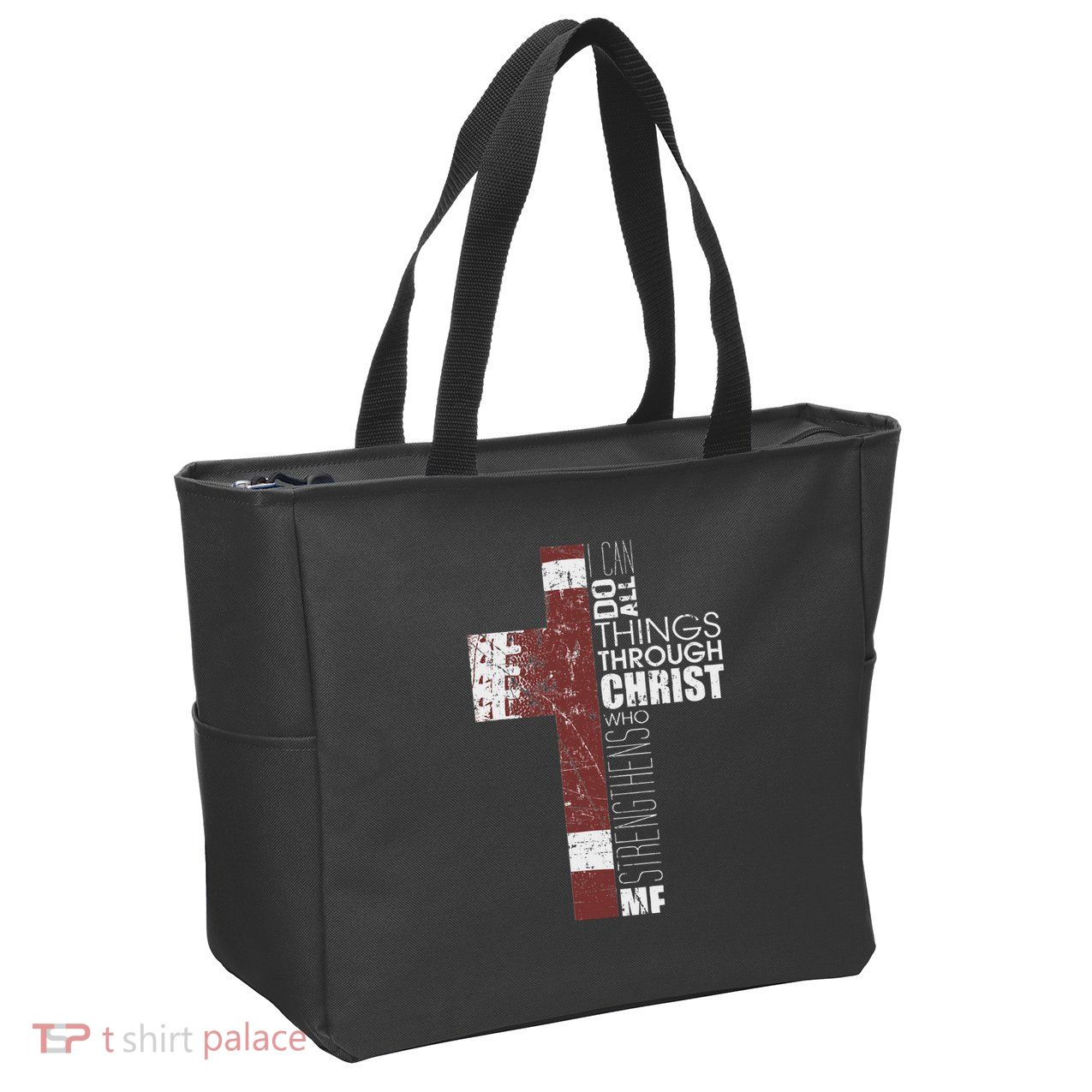 Christian Football Verse I Can Do All Things Through Christ Zip Tote Bag