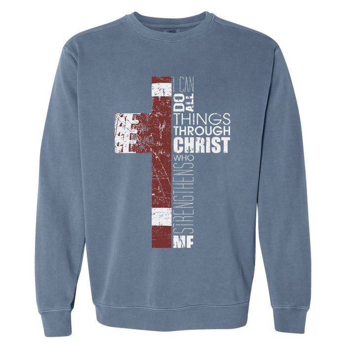 Christian Football Verse I Can Do All Things Through Christ Garment-Dyed Sweatshirt