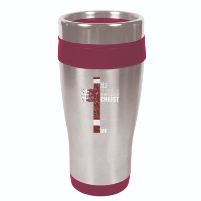 Christian Football Verse I Can Do All Things Through Christ 16oz Travel Tumbler