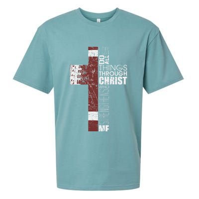 Christian Football Verse I Can Do All Things Through Christ Sueded Cloud Jersey T-Shirt