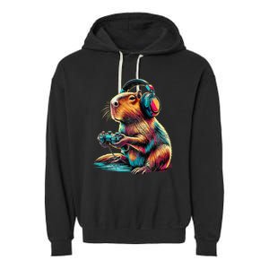 Capybara Funny Video Games Capybara Garment-Dyed Fleece Hoodie