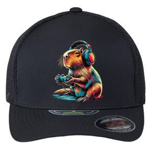 Capybara Funny Video Games Capybara Flexfit Unipanel Trucker Cap