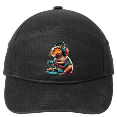 Capybara Funny Video Games Capybara 7-Panel Snapback Hat