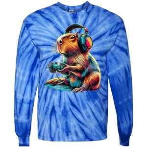 Capybara Funny Video Games Capybara Tie-Dye Long Sleeve Shirt