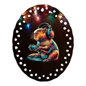 Capybara Funny Video Games Capybara Ceramic Oval Ornament