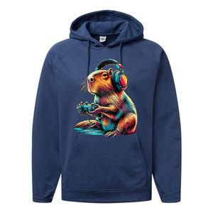 Capybara Funny Video Games Capybara Performance Fleece Hoodie