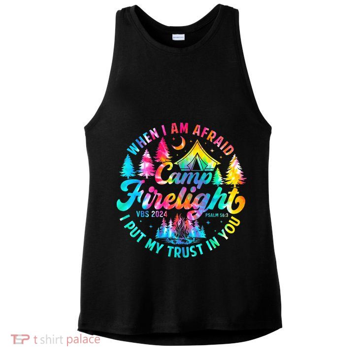 Camp Firelight Vacation Bible School Vbs 2024 Christian Camp Ladies PosiCharge Tri-Blend Wicking Tank