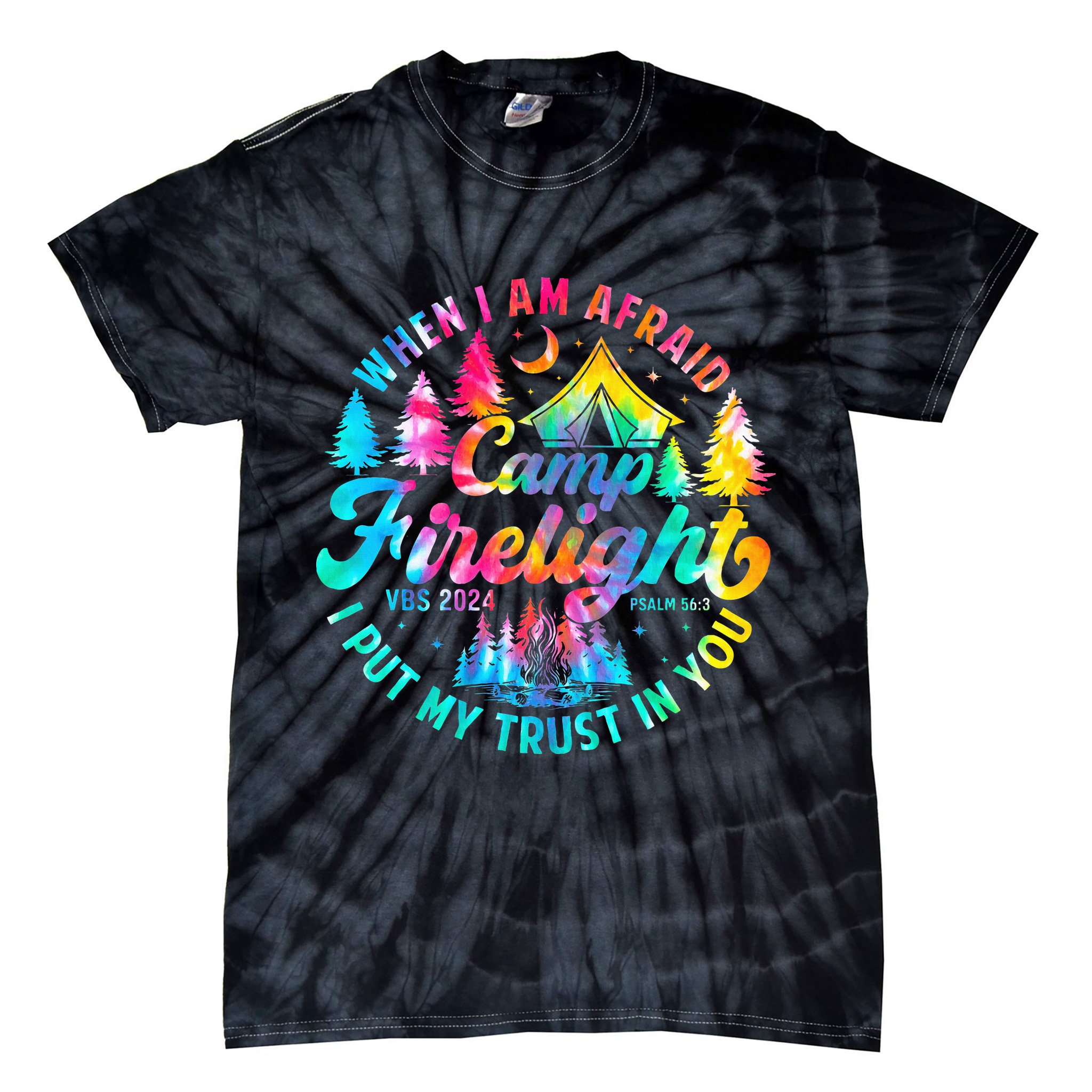 Camp Firelight Vacation Bible School Vbs 2024 Christian Camp Tie-Dye T-Shirt