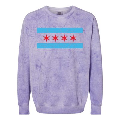 Chicago Flag Vintage Colorblast Crewneck Sweatshirt