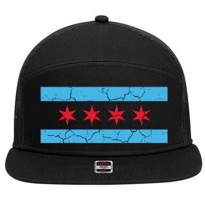 Chicago Flag Vintage 7 Panel Mesh Trucker Snapback Hat