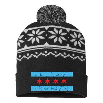 Chicago Flag Vintage USA-Made Snowflake Beanie