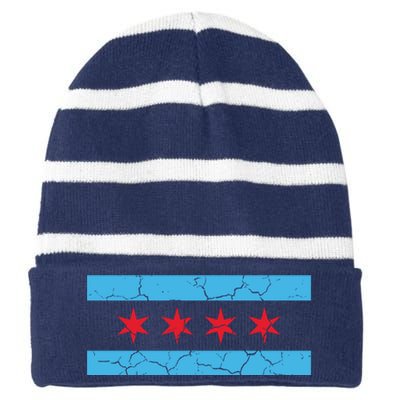 Chicago Flag Vintage Striped Beanie with Solid Band