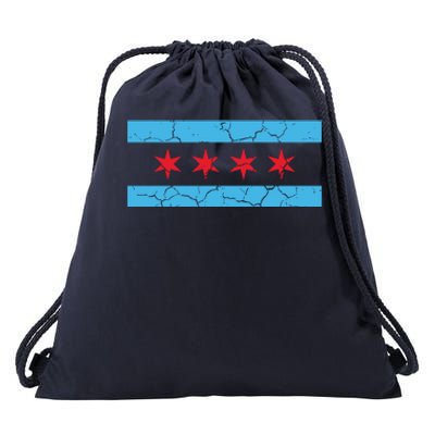 Chicago Flag Vintage Drawstring Bag