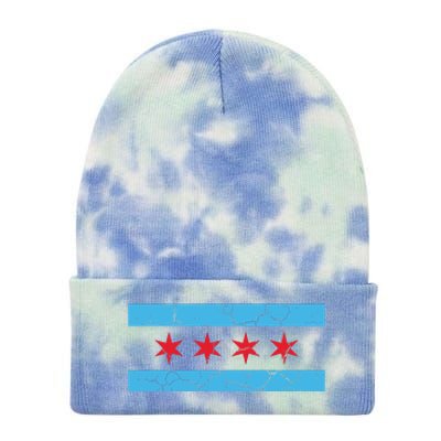 Chicago Flag Vintage Tie Dye 12in Knit Beanie