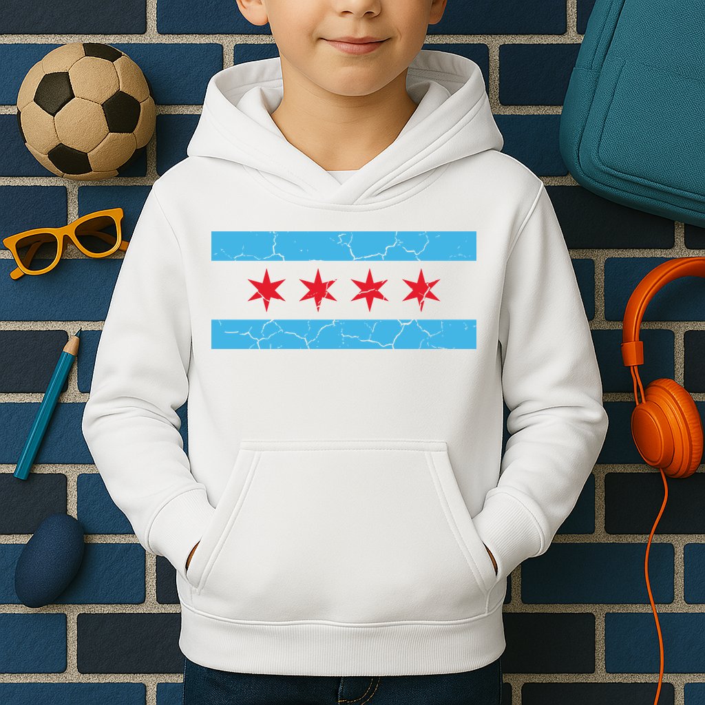 Chicago Flag Vintage Kids Hoodie