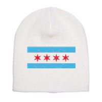 Chicago Flag Vintage Short Acrylic Beanie