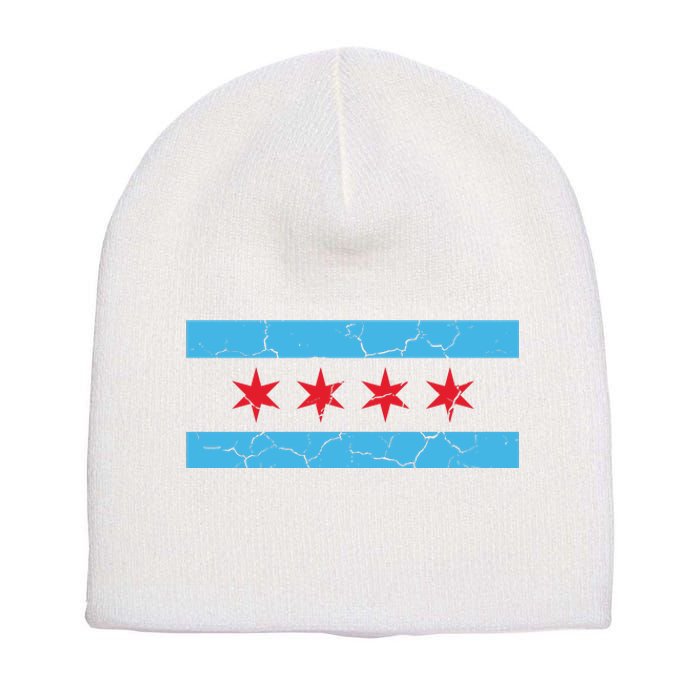 Chicago Flag Vintage Short Acrylic Beanie