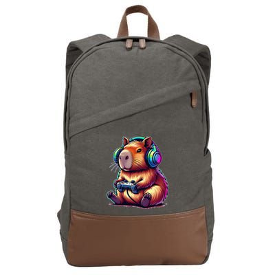 Capybara Funny Video Games Capybara Cotton Canvas Backpack