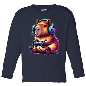 Capybara Funny Video Games Capybara Toddler Long Sleeve Shirt