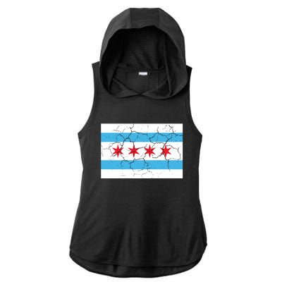 Chicago Flag Vintage Ladies PosiCharge Tri-Blend Wicking Draft Hoodie Tank