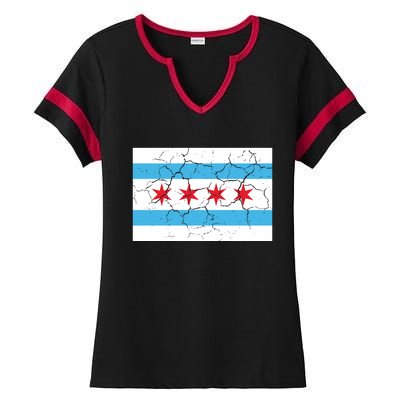 Chicago Flag Vintage Ladies Halftime Notch Neck Tee