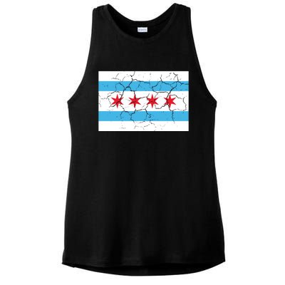 Chicago Flag Vintage Ladies PosiCharge Tri-Blend Wicking Tank