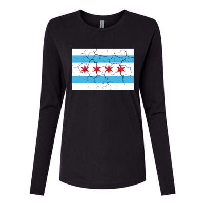 Chicago Flag Vintage Womens Cotton Relaxed Long Sleeve T-Shirt