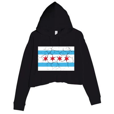 Chicago Flag Vintage Crop Fleece Hoodie