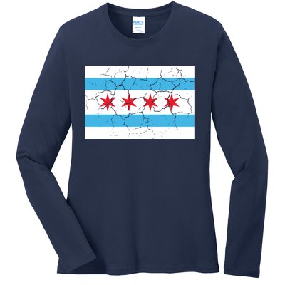 Chicago Flag Vintage Ladies Long Sleeve Shirt