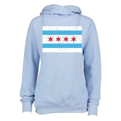 Chicago Flag Vintage Womens Funnel Neck Pullover Hood