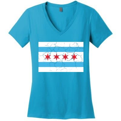 Chicago Flag Vintage Women's V-Neck T-Shirt