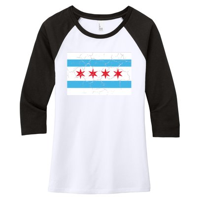 Chicago Flag Vintage Women's Tri-Blend 3/4-Sleeve Raglan Shirt