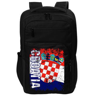 CROATIA Flag Vintage Distressed CROATIA Impact Tech Backpack