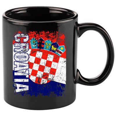 CROATIA Flag Vintage Distressed CROATIA 11oz C Handle Ceramic Mug