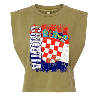 CROATIA Flag Vintage Distressed CROATIA Garment-Dyed Women's Muscle Tee