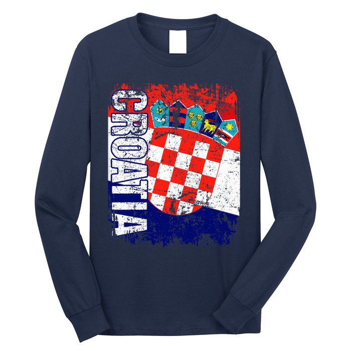 CROATIA Flag Vintage Distressed CROATIA Long Sleeve Shirt