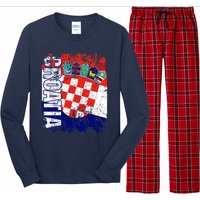 CROATIA Flag Vintage Distressed CROATIA Long Sleeve Pajama Set