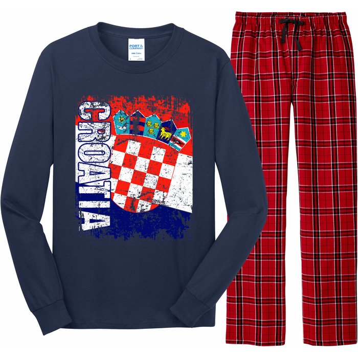 CROATIA Flag Vintage Distressed CROATIA Long Sleeve Pajama Set