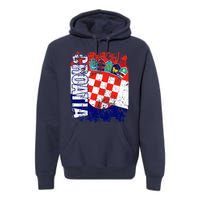 CROATIA Flag Vintage Distressed CROATIA Premium Hoodie