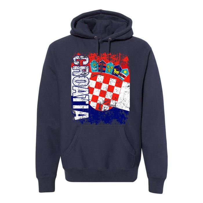 CROATIA Flag Vintage Distressed CROATIA Premium Hoodie