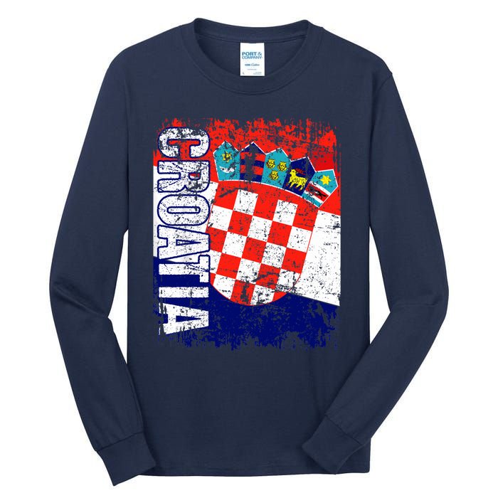 CROATIA Flag Vintage Distressed CROATIA Tall Long Sleeve T-Shirt