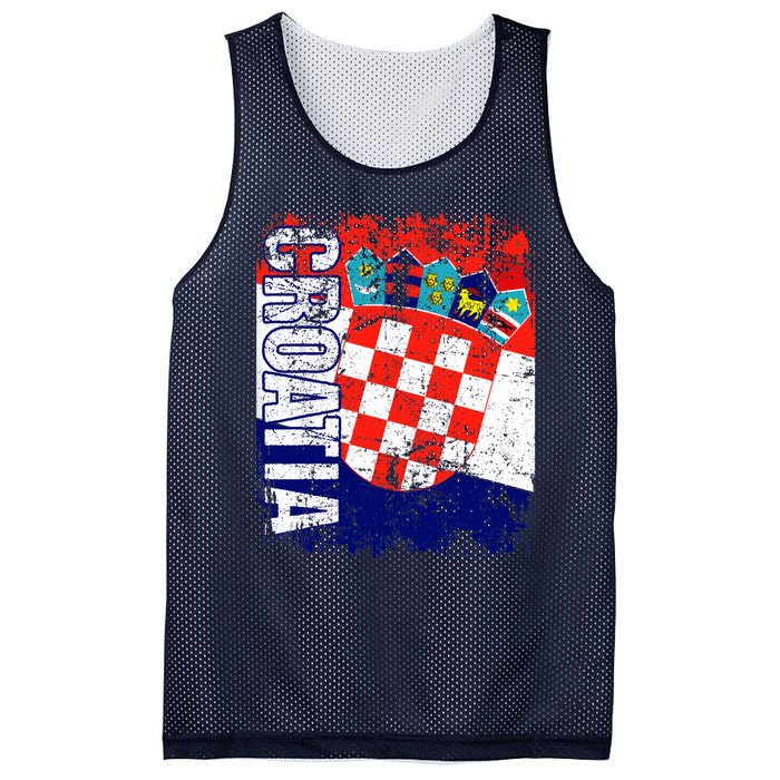 CROATIA Flag Vintage Distressed CROATIA Mesh Reversible Basketball Jersey Tank