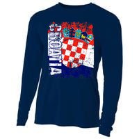 CROATIA Flag Vintage Distressed CROATIA Cooling Performance Long Sleeve Crew