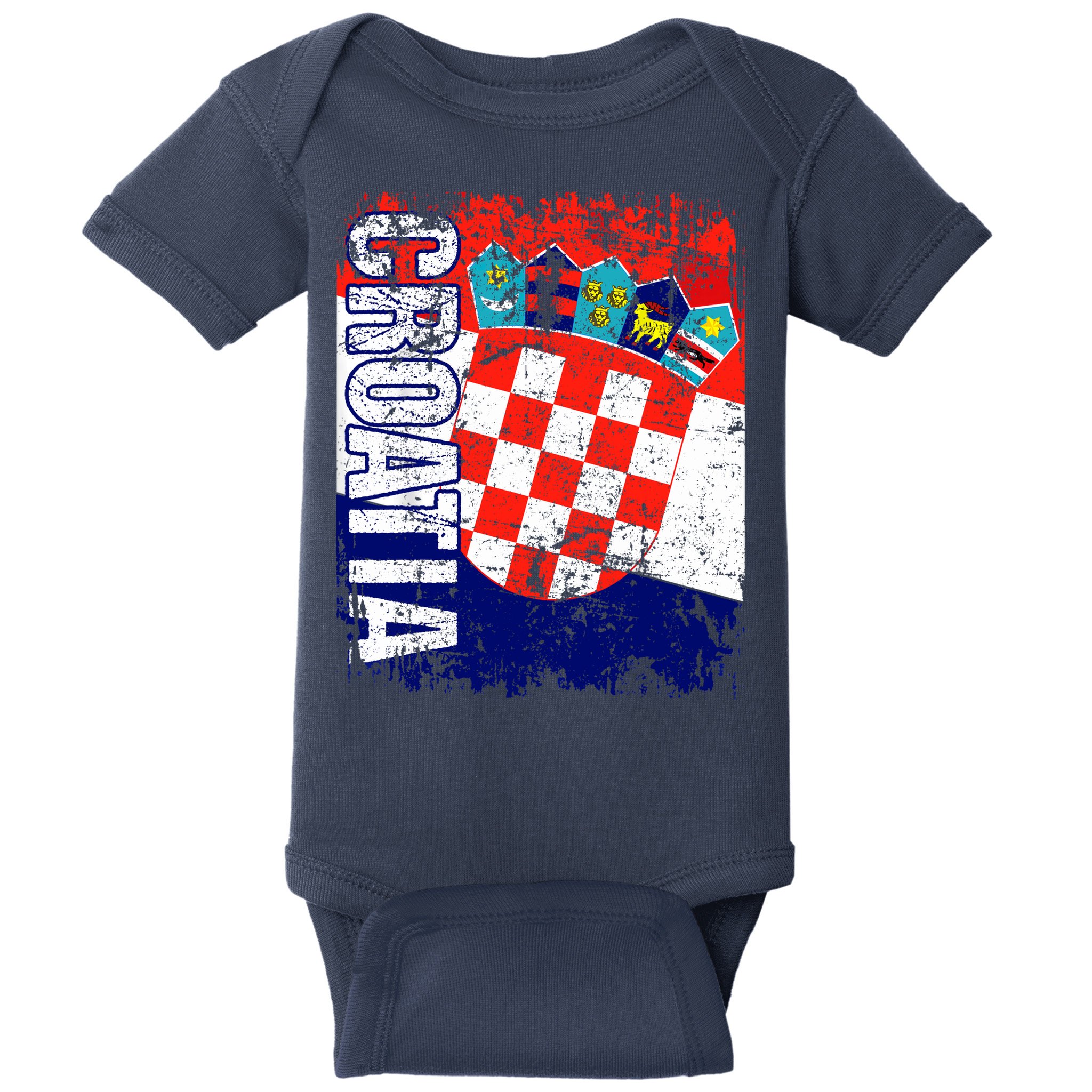 CROATIA Flag Vintage Distressed CROATIA Baby Bodysuit