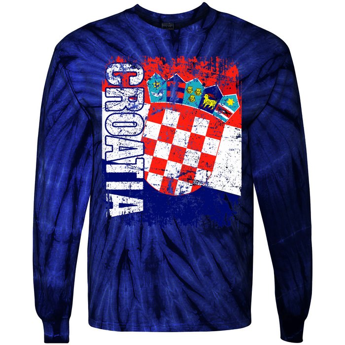 CROATIA Flag Vintage Distressed CROATIA Tie-Dye Long Sleeve Shirt