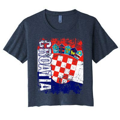 CROATIA Flag Vintage Distressed CROATIA Women's Crop Top Tee