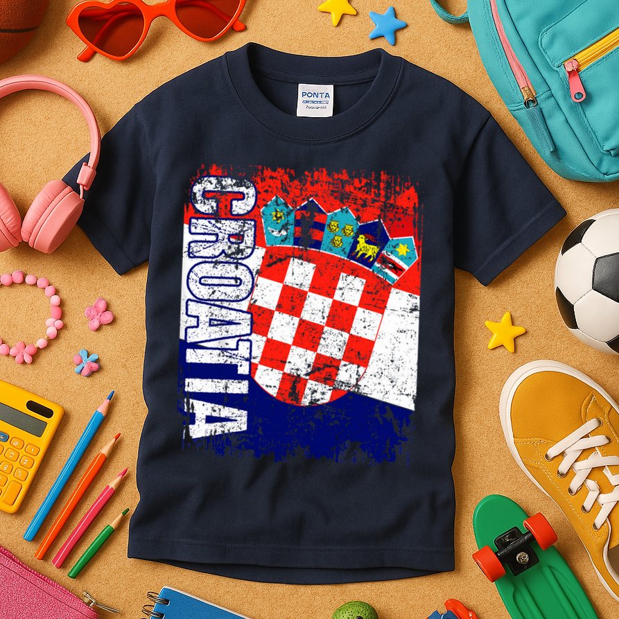 CROATIA Flag Vintage Distressed CROATIA Kids T-Shirt